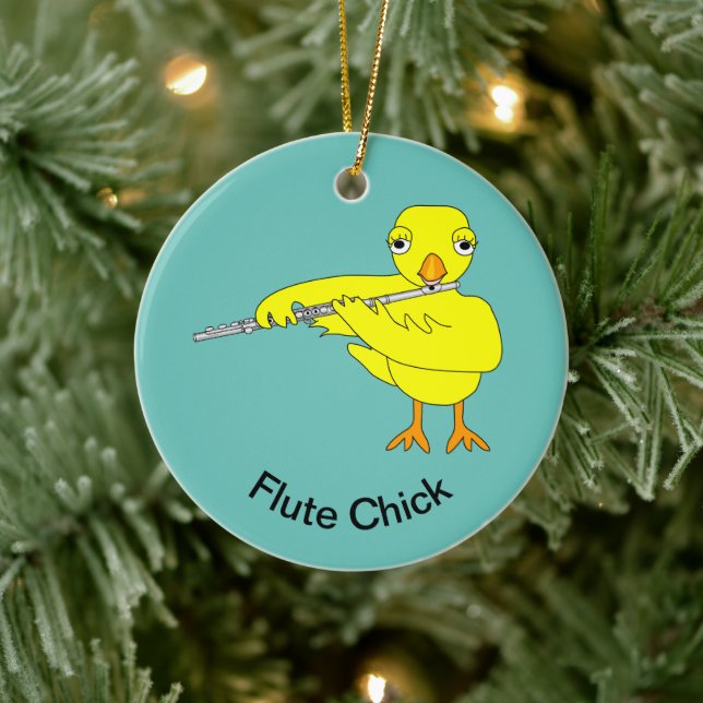 Flute Chick Ceramic Ornament (Tree)
