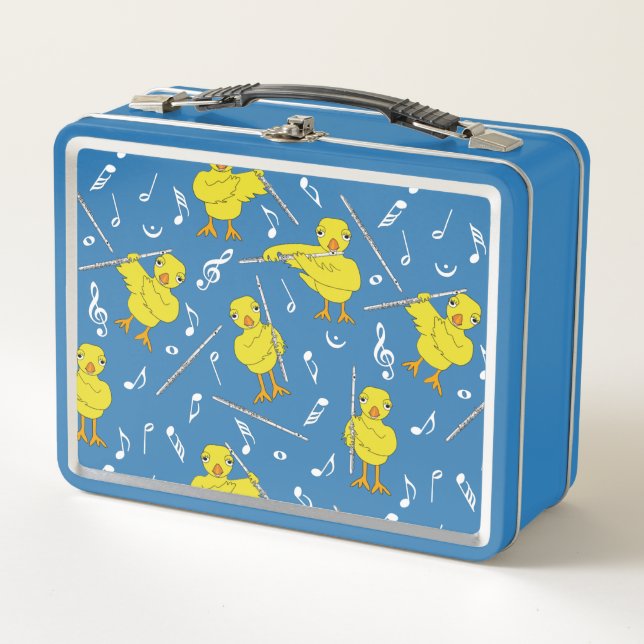 Flute Chick Flute Music Notes  Metal Lunch Box (Front)