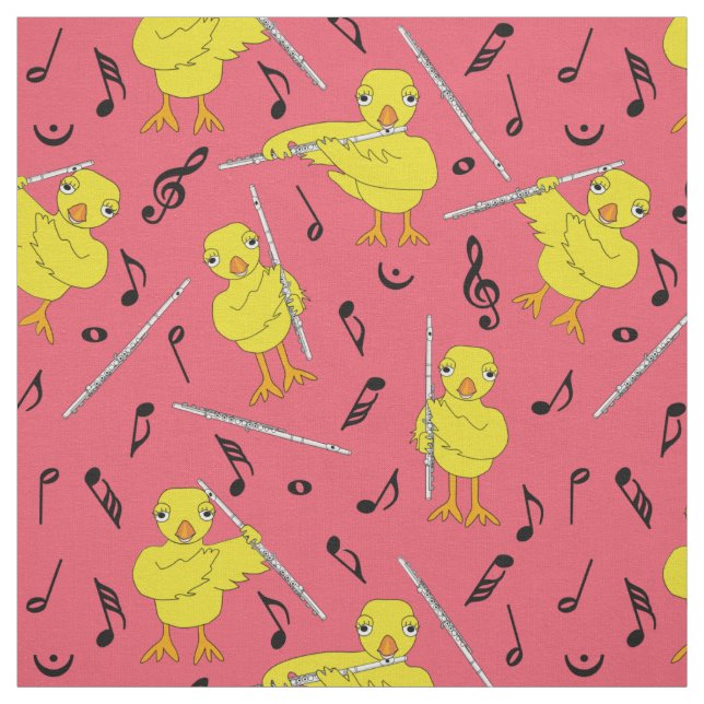 Flute Chick Music Notes Fabric (Swatch)