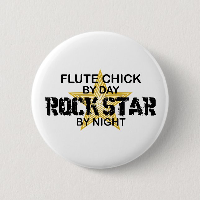 Flute Chick Rock Star by Night 6 Cm Round Badge (Front)