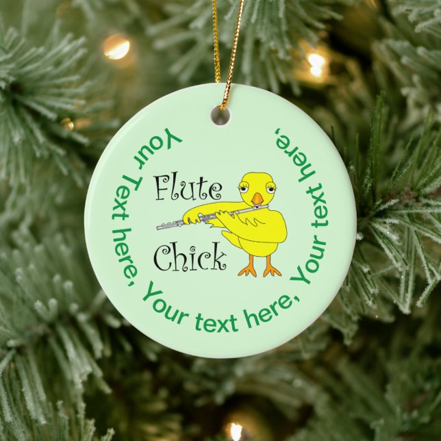 Flute Chick Text Ceramic Ornament (Tree)