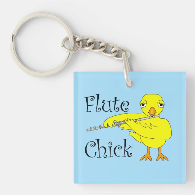 Flute Chick Text Key Ring (Front)