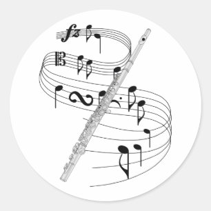 Flute Classic Round Sticker