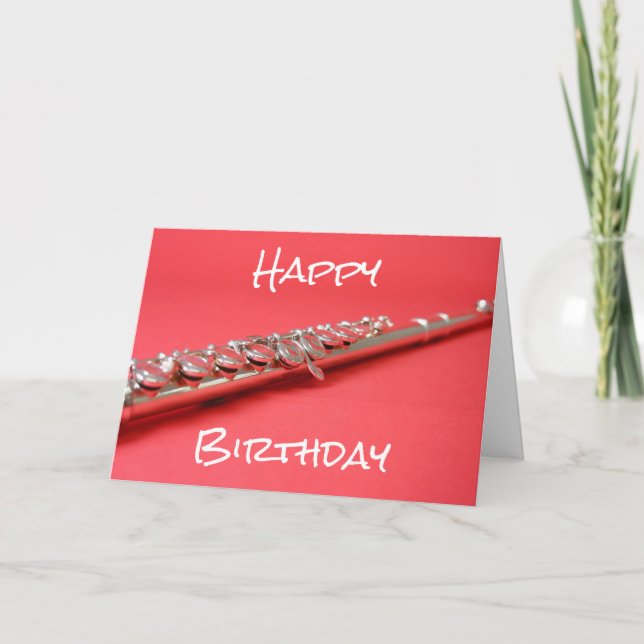 Flute classical music instrument birthday card (Front)