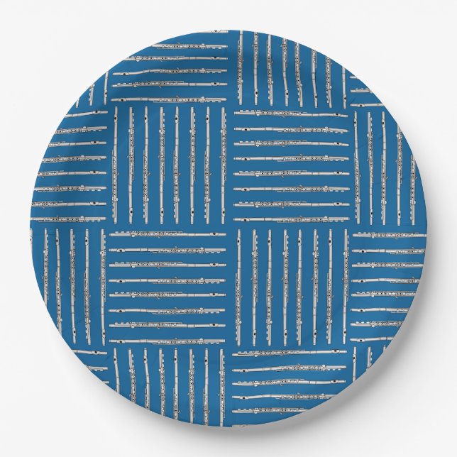 Flute Crosshatch Paper Plate (Front)