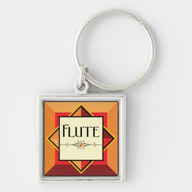 Flute Decorative Block Key Ring (Front)