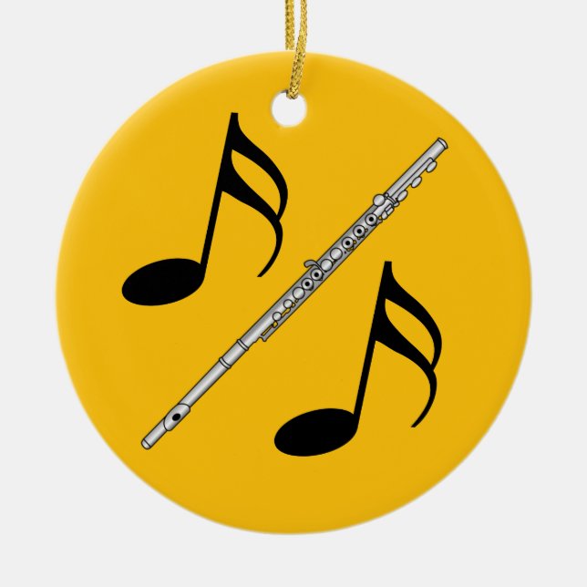 Flute Drawing Ceramic Ornament (Front)