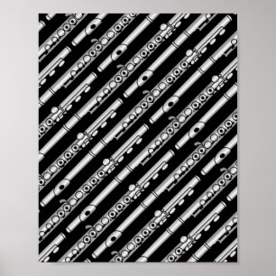 Flute Drawing Pattern Poster