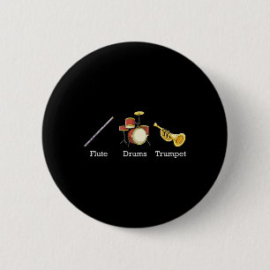 Flute Drums Trumpet Band Instruments Subtle Anti T 6 Cm Round Badge