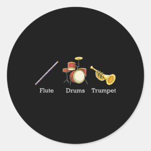 Flute Drums Trumpet Band Instruments Subtle Anti T Classic Round Sticker
