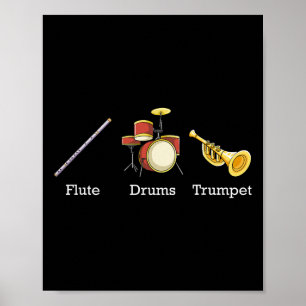 Flute Drums Trumpet Band Instruments Subtle Anti T Poster