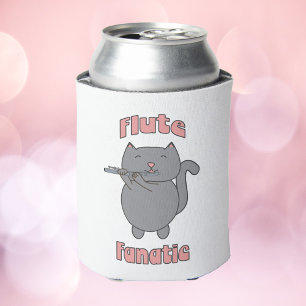 Flute Fanatic Cat Cute Musician Kitty Design Can Cooler