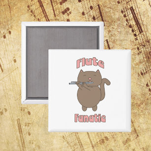 Flute Fanatic Cat Funny Magnet