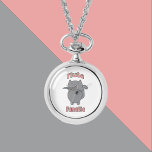 Flute Fanatic Gray Cat Funny Watch<br><div class="desc">Are you looking for a unique gift for the flute player in your life?  This watch necklace features a cute gray cat and the words flute fanatic.</div>