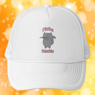 Flute Fanatic Gray Cat Pink Trucker Hat
