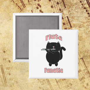Flute Fanatic Instrument Black Cat Magnet