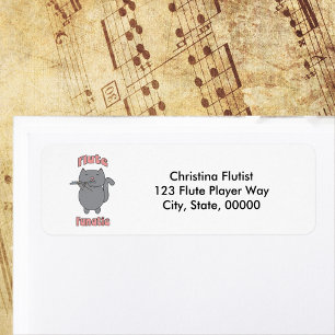 Flute Fanatic Music Cat Personalise Return Address Label