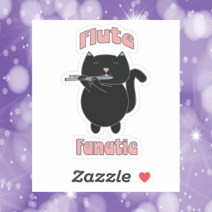 Flute Fanatic Pink Black Cat Cute