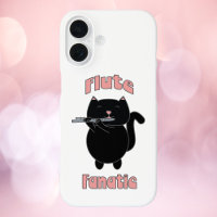 Flute Fanatic Pink Black Cat Cute