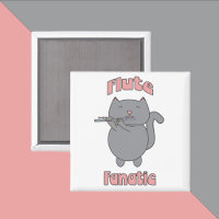 Flute Fanatic Pink Gray Cat