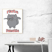 Flute Fanatic Pink Grey Cat Funny