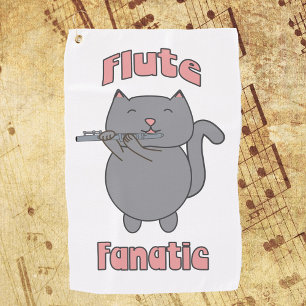 Flute Fantic Musical Grey Cat Pink Golf Towel