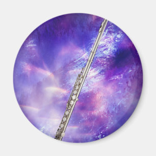 Flute Flautist Musician Round Magnet