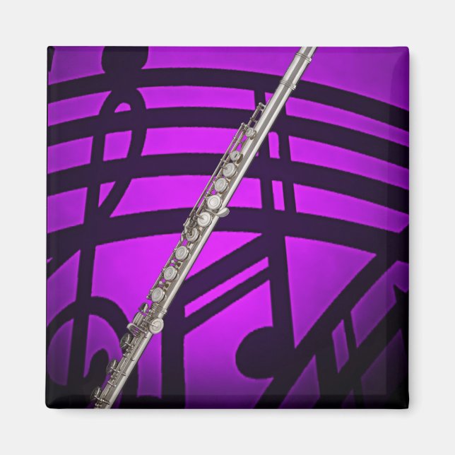 Flute Flautist Musician Square Magnet (Front)