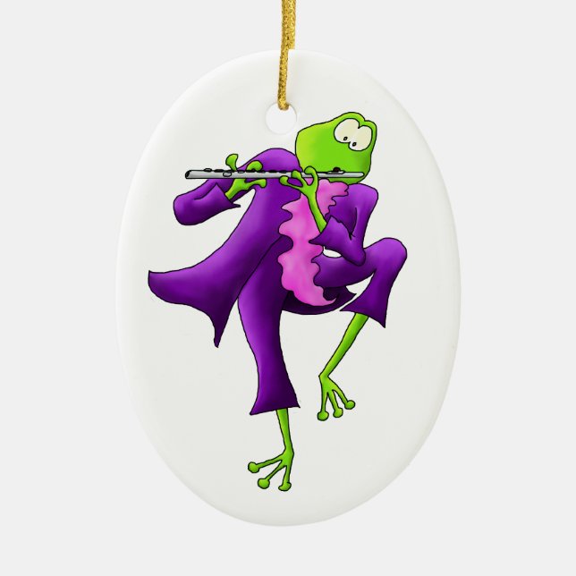 Flute Frog Oval Ornament (Front)