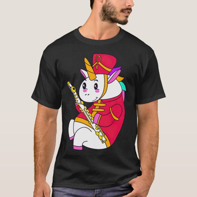 Flute funny unicorn surprise farting unicorn  T-Shirt (Front)
