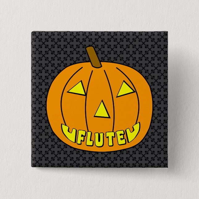 Flute Halloween Pumpkin 15 Cm Square Badge (Front)