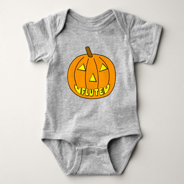Flute Halloween Pumpkin Baby Bodysuit (Front)