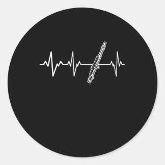 Flute Heartbeat Classic Flautist Gift Idea Round Sticker