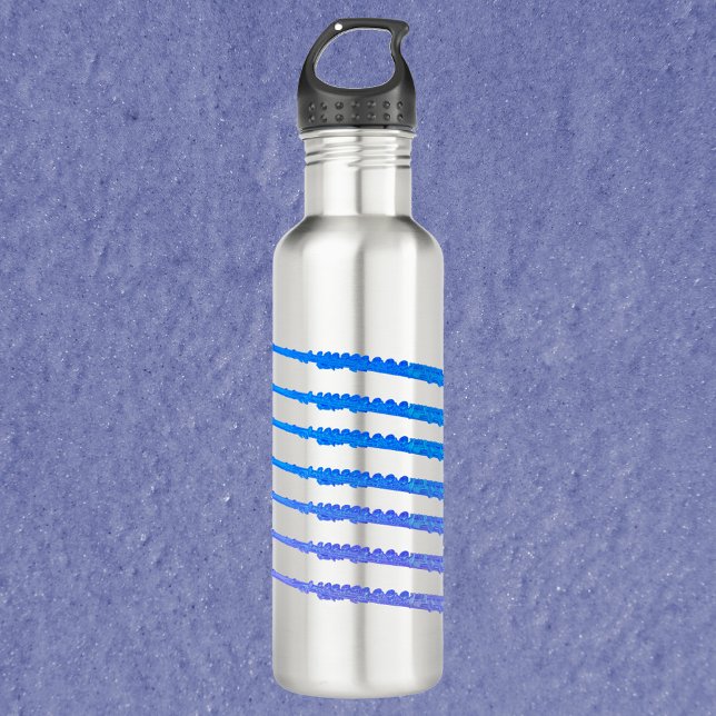 Flute Instrument Blue Ombre 710 Ml Water Bottle (A water bottle with a pattern of flutes done in a blue ombre)