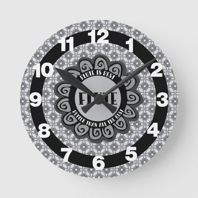 Flute Is Best Round Clock (Front)