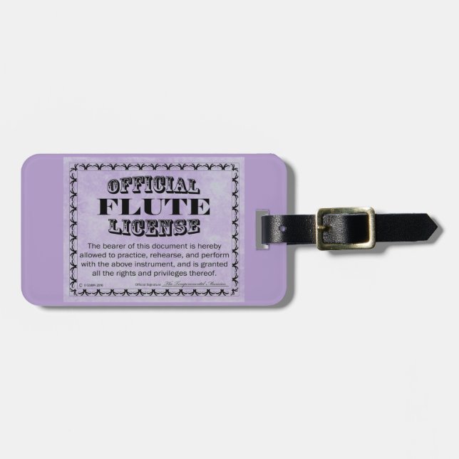 Flute License Luggage Tag (Front Horizontal)