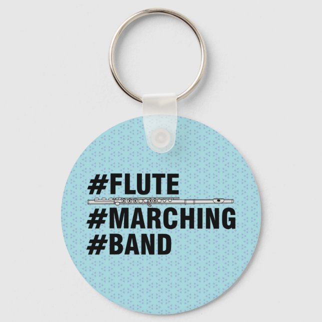 Flute Marching Band Hashtags Key Ring (Front)