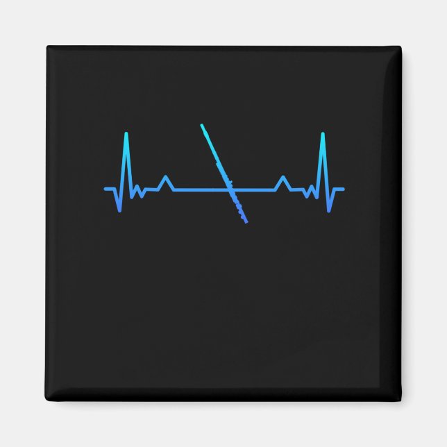 Flute Marching Band Heartbeat Mum Gift Magnet (Front)