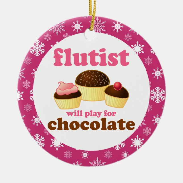 Flute Music Christmas Quote Ornament Gift (Front)