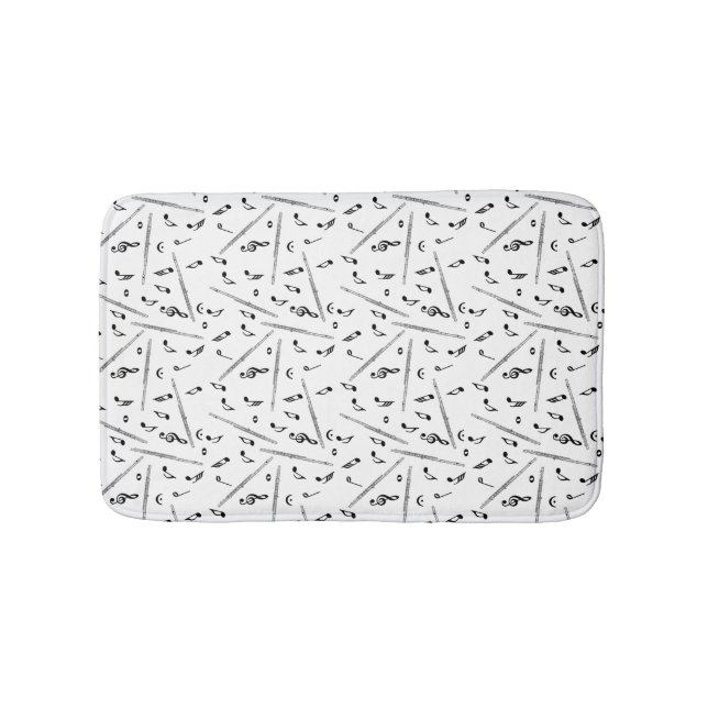 Flute Music Note Pattern Bath Mat (Front)