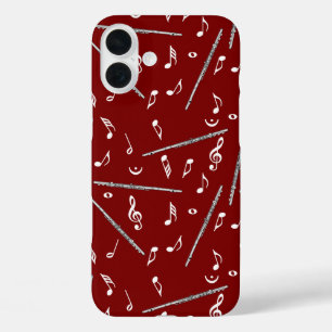 Flute Music Note Pattern iPhone 16 Plus Case