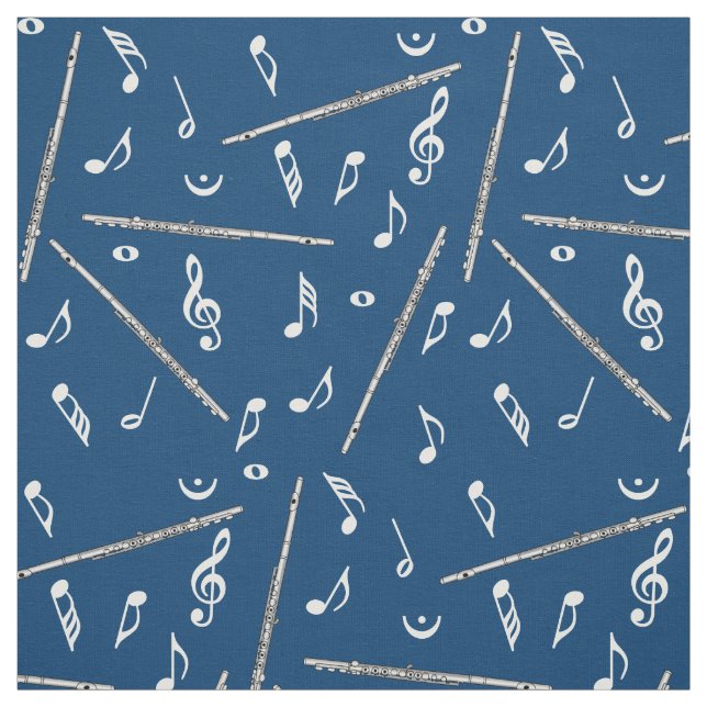 Flute Music Note Pattern Fabric (Swatch)