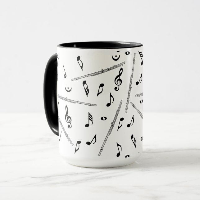 Flute Music Note Pattern Mug (Front Left)