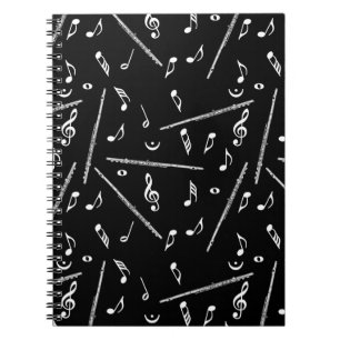 Flute Music Note Pattern Notebook