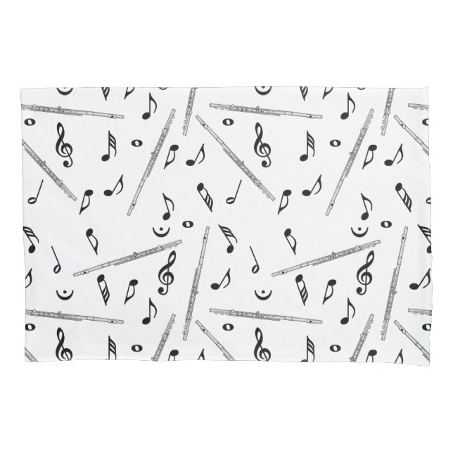 Flute Music Note Pattern Pillowcase (Front-Left)