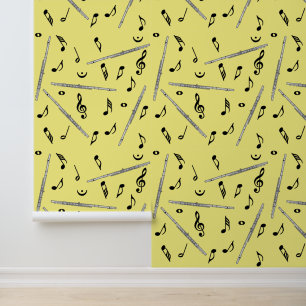 Flute Music Note Pattern Wallpaper