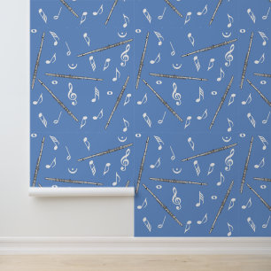 Flute Music Note Pattern Wallpaper