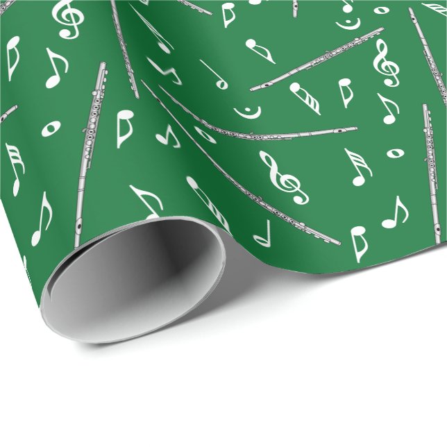 Flute Music Note Pattern Wrapping Paper (Roll Corner)