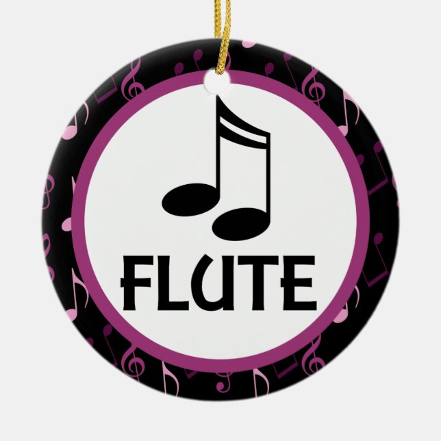 Flute Music Notes Christmas Ornament Gift (Front)