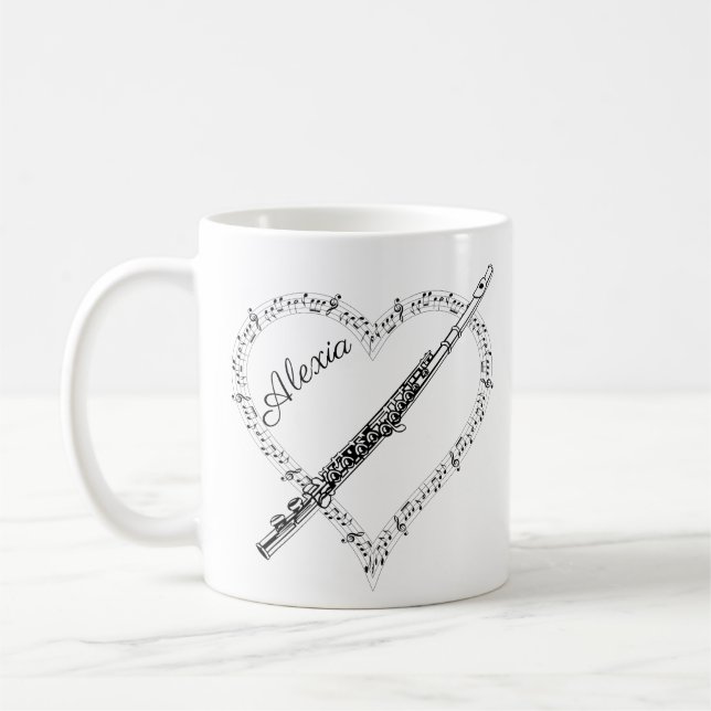 Flute Music Notes Coffee Mug (Left)